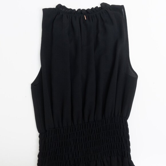 MISA Los Angeles Black Sleeveless Tassel Hem Midi Dress Medium Boho Chic - Picture 11 of 14